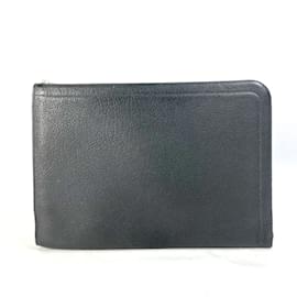 Hermès-Hermes Gray Leather Clutch Bag-Brown