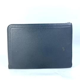 Hermès-Hermes Gray Leather Clutch Bag-Brown