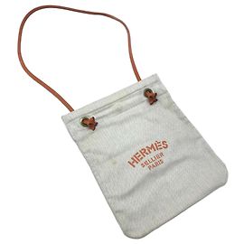 Bolsa de Ombro Aline PM Logo da Hermès Bege Laranja