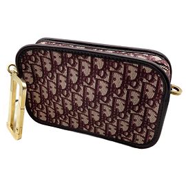 Pochette Christian Dior Diorquake Cuir Bordeaux et Toile Monogramme Bordeaux