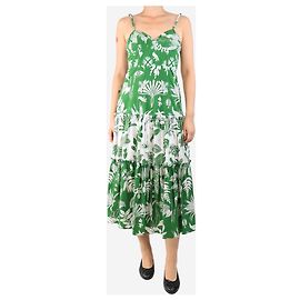 Farm Rio Vestido midi de algodão estampado floral verde - tamanho S Verde