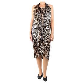 Ganni Robe en soie à col halter imprimé léopard neutre - taille UK 10 Autre