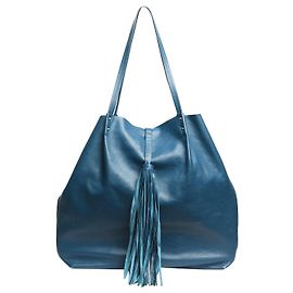 Jil Sander Bolsa tote de couro azul com tassel Azul