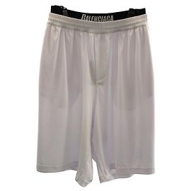 Balenciaga Logo Mesh Polyester Shorts Black White