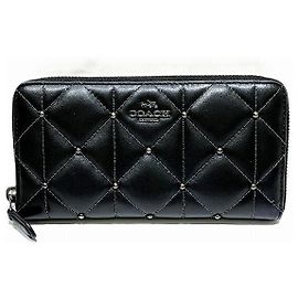 Coach Quilting Studs Long Wallet Black