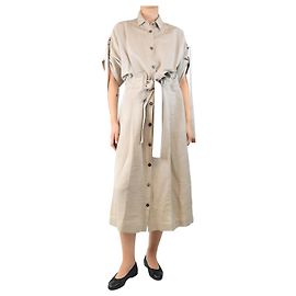 Loewe Robe midi en lin mélangé ceinturée neutre - taille UK 8 Autre