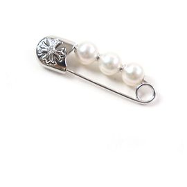 Platinbrosche Chrome Hearts Mikimoto CH Plus mit Sicherheitsnadel Silber