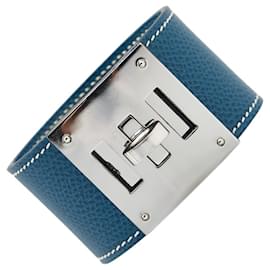 Hermès-Hermes Hermès Kelly Dog Bangle-Silvery,Blue