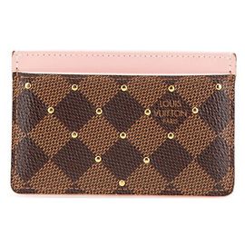 Louis Vuitton Damier Porte Carte Sample Studs Card Case Brown Pink