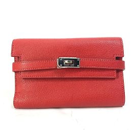 Hermès Hermes Kelly Wallet Medium Compact Trifold Red