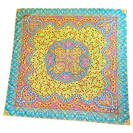 Autre Marque Chale Ken Scott de algodão e lurex multicolorido com estampa floral e padrão zig-zag Multicor