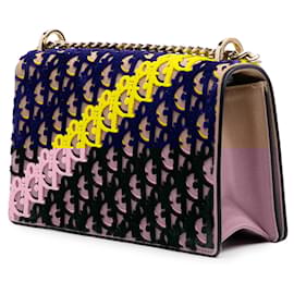 Dior-Dior Blue Medium Oblique Canvas and Velvet Diorama Flap-Blue,Navy blue