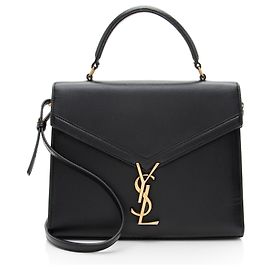 Saint Laurent Grain de Poudre Monogram Cassandra Medium Top Handle Noir