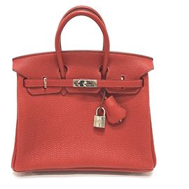 Borsa Tote Hermès Birkin 25 in pelle Togo Rosso