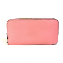 Portefeuille zippé rond Azap Long Silk'in d'Hermès Rose