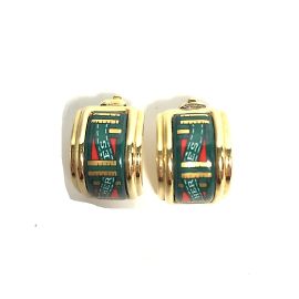 Boucles d'oreilles clips en émail vert Hermès Vert