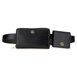 Schwarze Leder-Gürteltasche GG Marmont von Gucci Schwarz