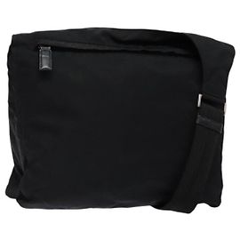 PRADA Shoulder Bag Nylon Black Silver Auth bs28236 Black Silvery