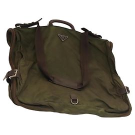 PRADA Garment Cover Nylon Khaki Silver Auth bs28233 Silvery Khaki