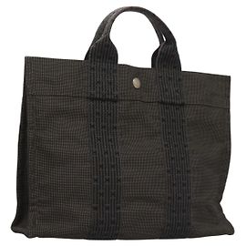 Hermès HERMES Handtasche Her Line aus grauem Canvas Auth 135663 Braun