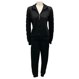 Fendi Black Logo Embossed Jersey Pique Track Jacket and Track Pants Set Black