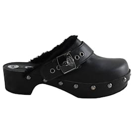 Autre Marque Schwarze Lederclogs Schwarz