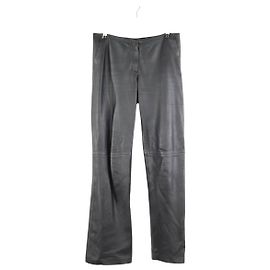 Kenzo Schwarze Leder gerade Hosen Schwarz
