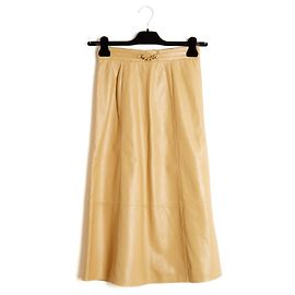 Saia de Couro Bourgoisie Bege Alexa Chung FR36 UK8 US6 Bege
