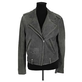 The Kooples Graue Lederjacke Grau