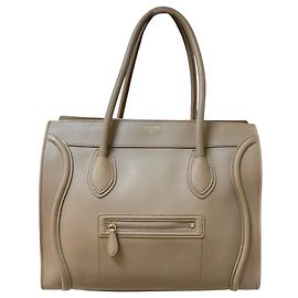 Céline Sac à main Phantom large en cuir beige Celine Beige