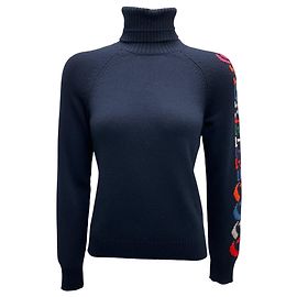 Chanel Navy Multi 2017 Gabrielle Coco Cashmere Knit Pullover Sweater Navy blue
