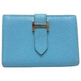 Hermès Hermes Bearn Mini Compact Card Case Blue