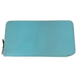 Cartera larga con cremallera redonda de seda Azap de Hermès Rosa Azul