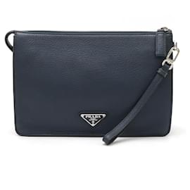 Prada-Prada Leather Clutch Bag-Blue