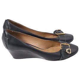 Bottines à Talon Wedge Accent Chloé en Cuir Noir Noir
