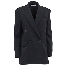The Row Double-Breasted Blazer in Black Wool Black