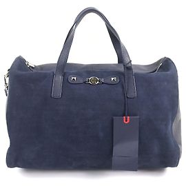 Bolsa Boston de couro Armani Jeans 2 em 1 Azul