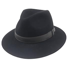 Hermès-Hermes Button Fedora Lapin Fedora-Black