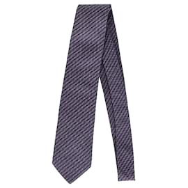Hermès-Hermès Zigzag Print Tie in Violet Silk-Purple