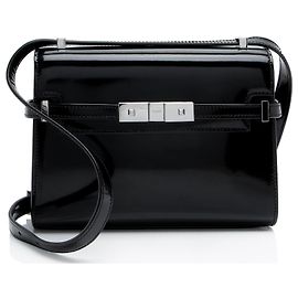 Saint Laurent Brushed Leather Manhattan Mini Shoulder Bag Black