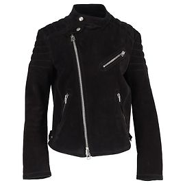 Giacca Biker Slim-Fit Tom Ford in Pelle Scamosciata Nera Nero
