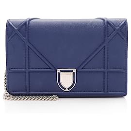 Dior-Dior Calfskin Diorama Wallet on Chain Bag-Blue
