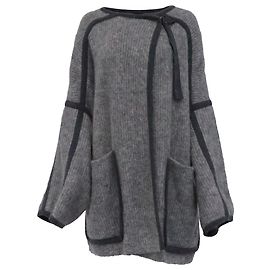 Autre Marque Chloe Strickcape mit Taschen aus grauem Mohair Grau