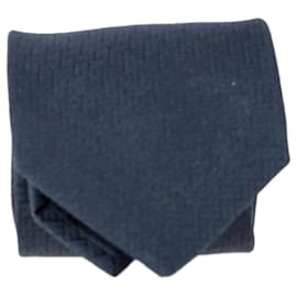 Hermès-Hermès H Pattern Tie in Navy Blue Silk-Blue,Navy blue