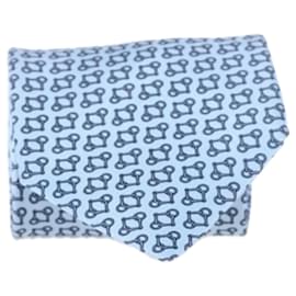 Hermès-Hermès Pattern Print Tie in Light Blue Silk-Blue,Light blue