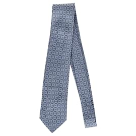 Hermès-Hermès Chain Pattern Tie in Light Blue Silk-Blue,Light blue