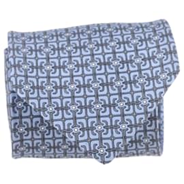 Hermès-Hermès Chain Pattern Tie in Light Blue Silk-Blue,Light blue