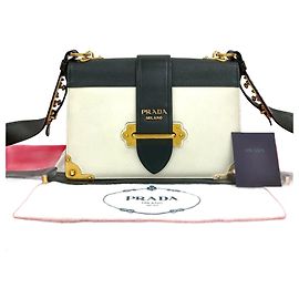 Bolsa de Ombro de Couro Cahier da Prada Preto