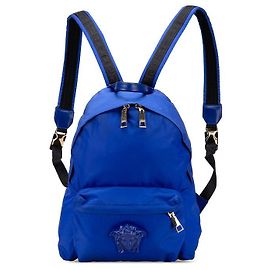 Versace Medusa Logo Nylon Leather Backpack Blue