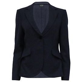 Blazer a un bottone con tasche in lana blu navy di Giorgio Armani Blu Blu navy